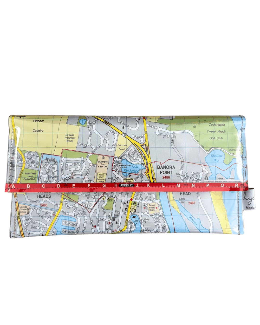 Recycled street map wallet featuring Gold Coast Tweed Heads and Coolangatta streets from 2009 Brisbane UBD directory