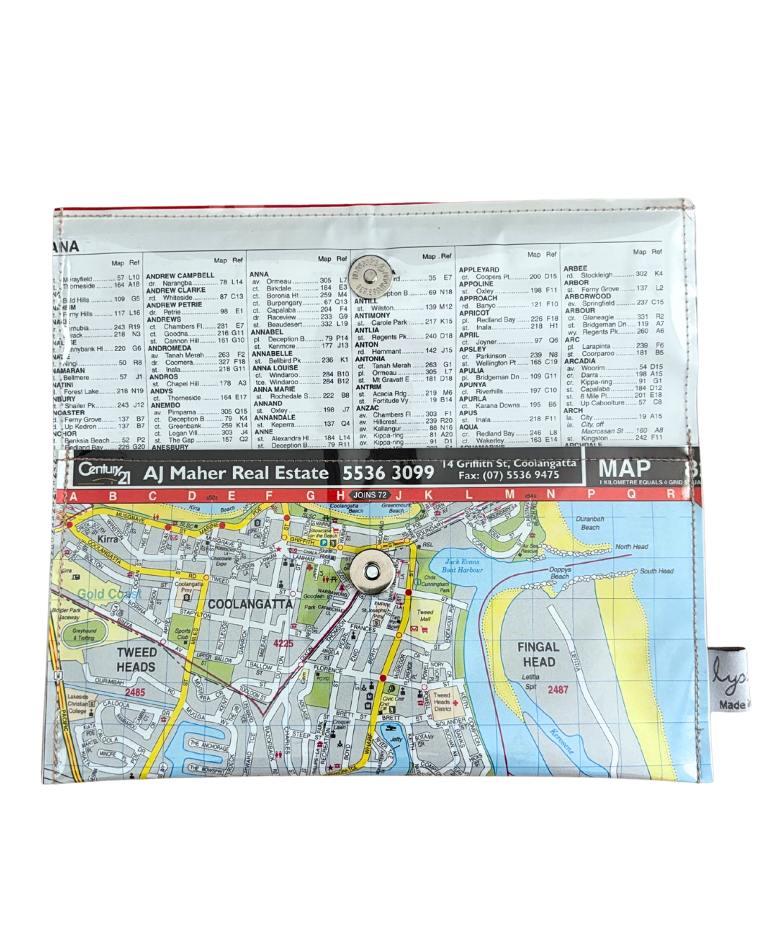 Recycled Street Map Wallet - Gold Coast Tweed Heads, Coolangatta, Banora Point