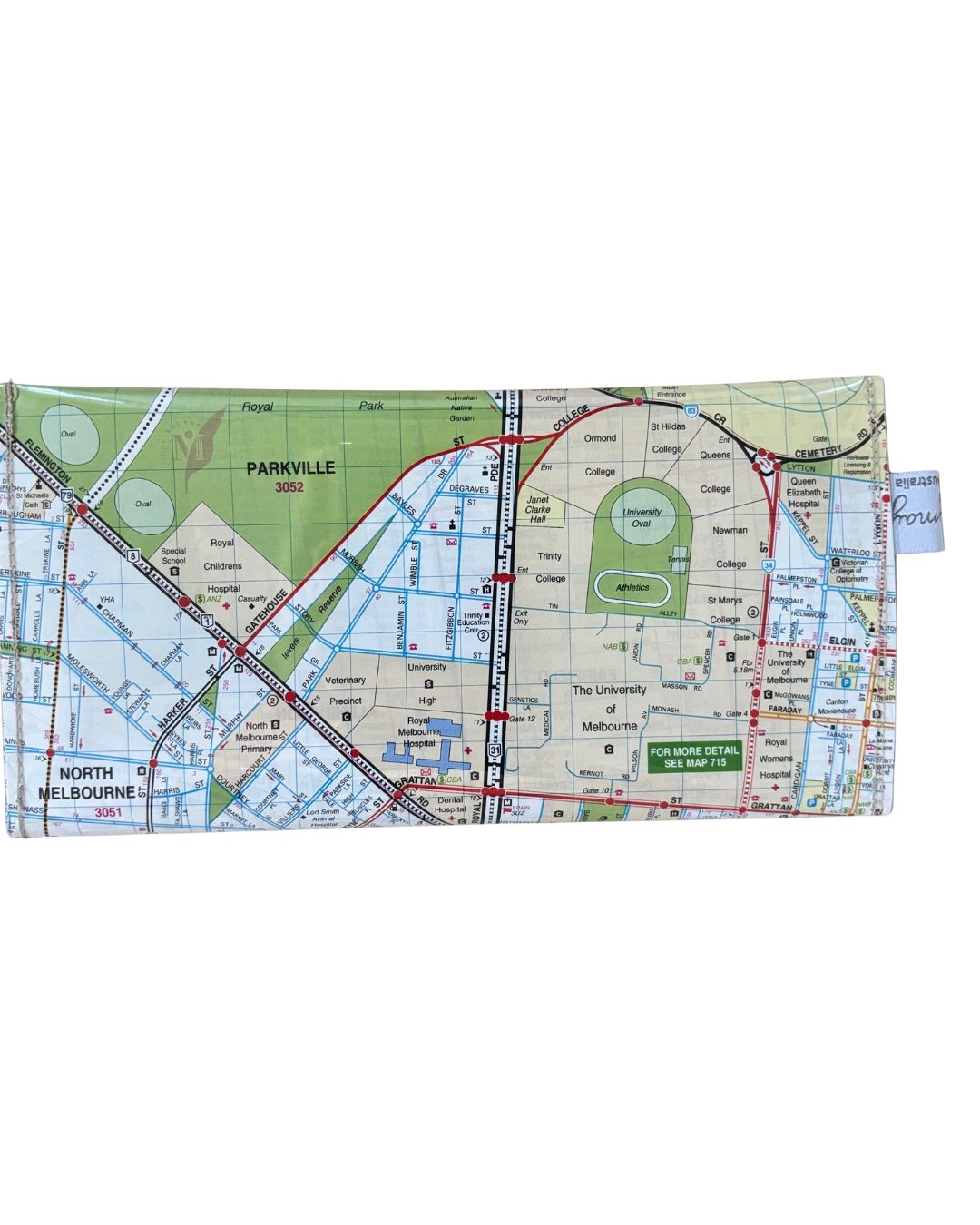 Recycled Street Map Wallet - Carlton, Parkville, Uni of Melb, North Melbourne