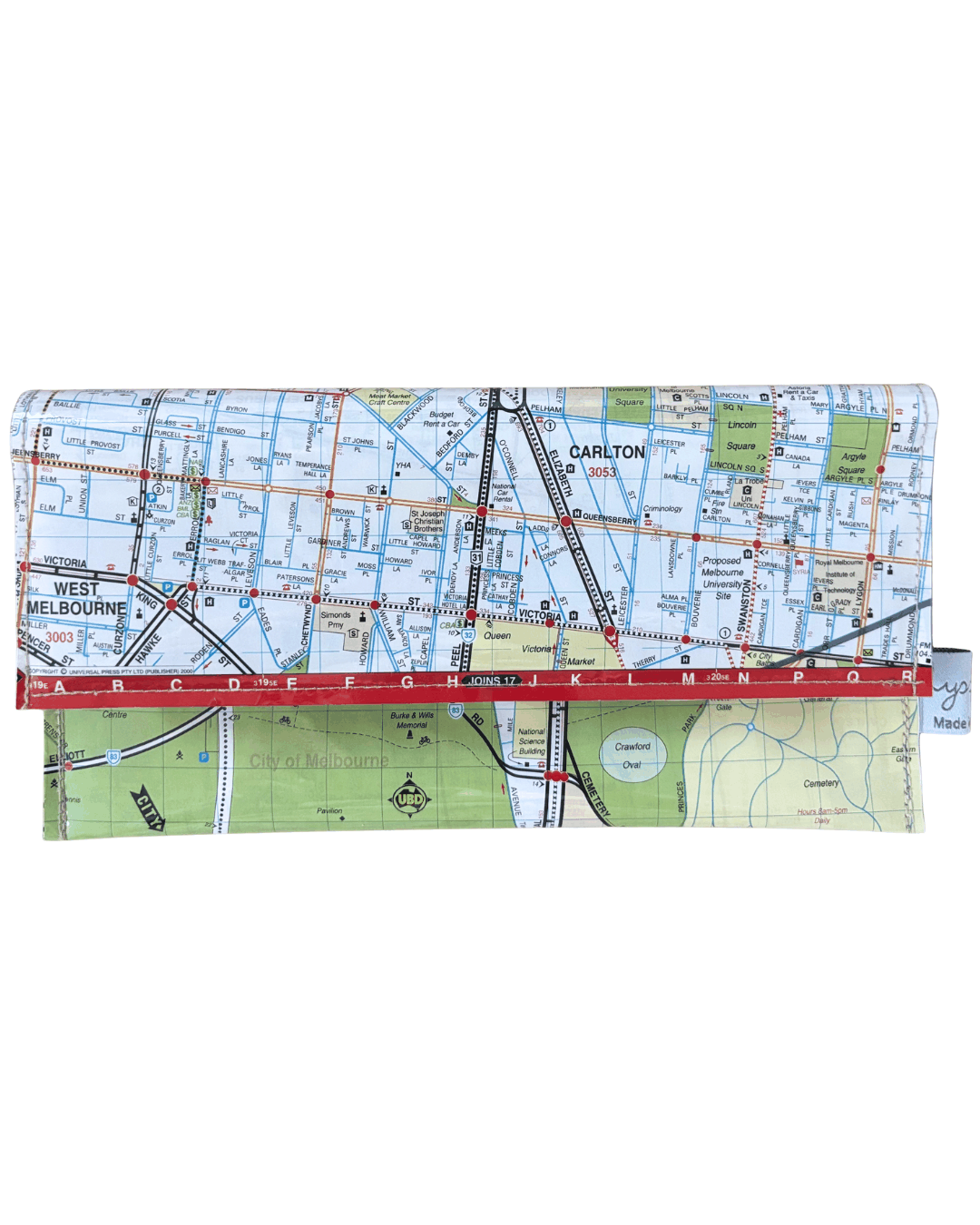 Recycled Street Map Wallet - Carlton, Parkville, Uni of Melb, North Melbourne