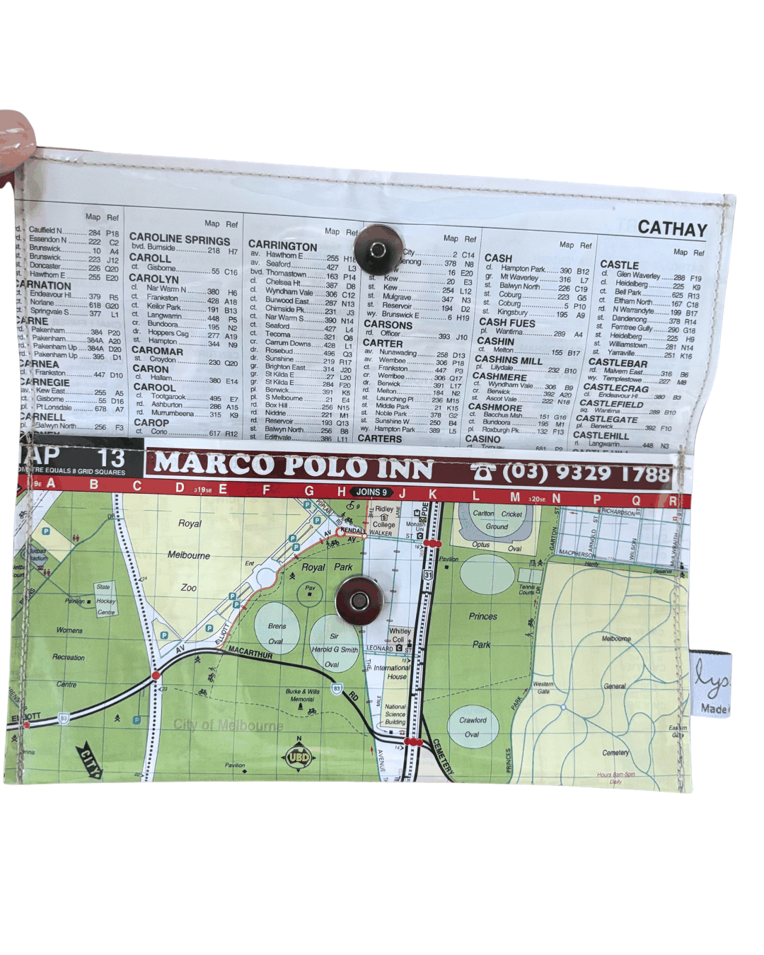 Recycled Street Map Wallet - Carlton, Parkville, Uni of Melb, North Melbourne