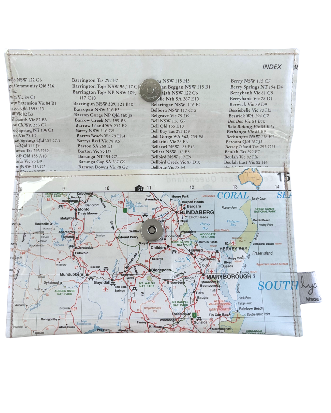 Recycled Map Wallet - Byron to Bundaberg