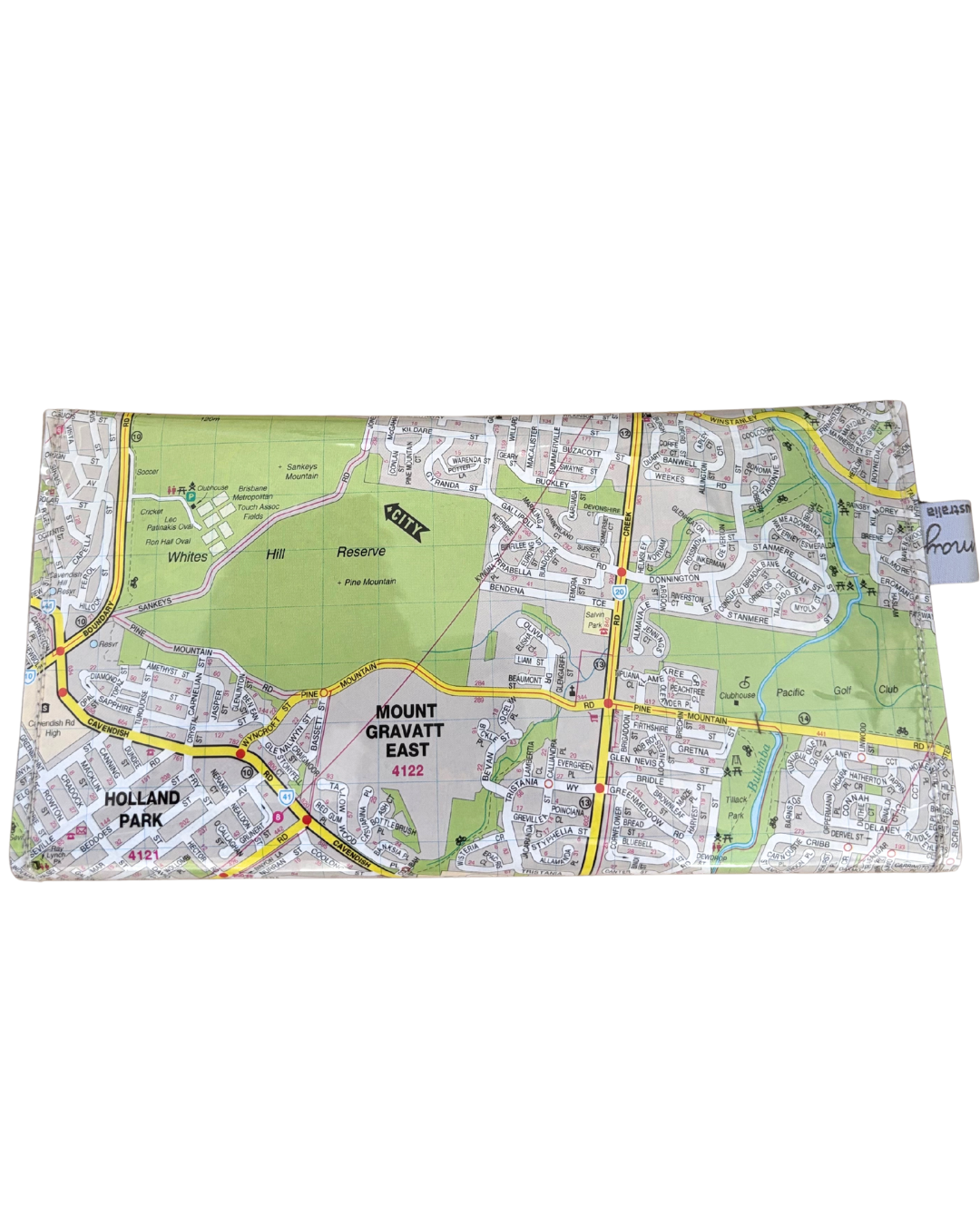 Recycled Street Map Wallet - Carina Heights, Camp Hill, Holland Park, Mount Gravatt East, Mansfield,