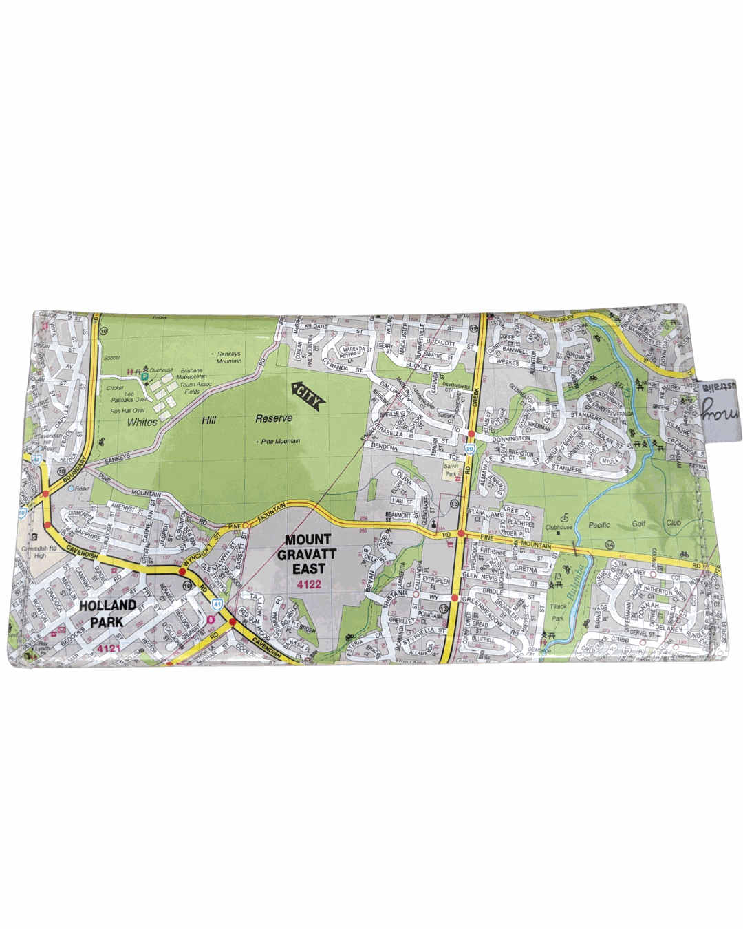 Recycled Street Map Wallet - Carina Heights, Camp Hill, Holland Park, Mount Gravatt East, Mansfield,