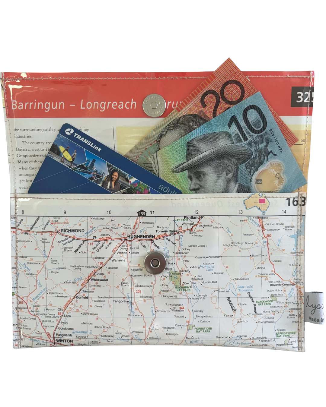 Recycled Map Wallet - Charleville, Longreach, Blackall, Winton