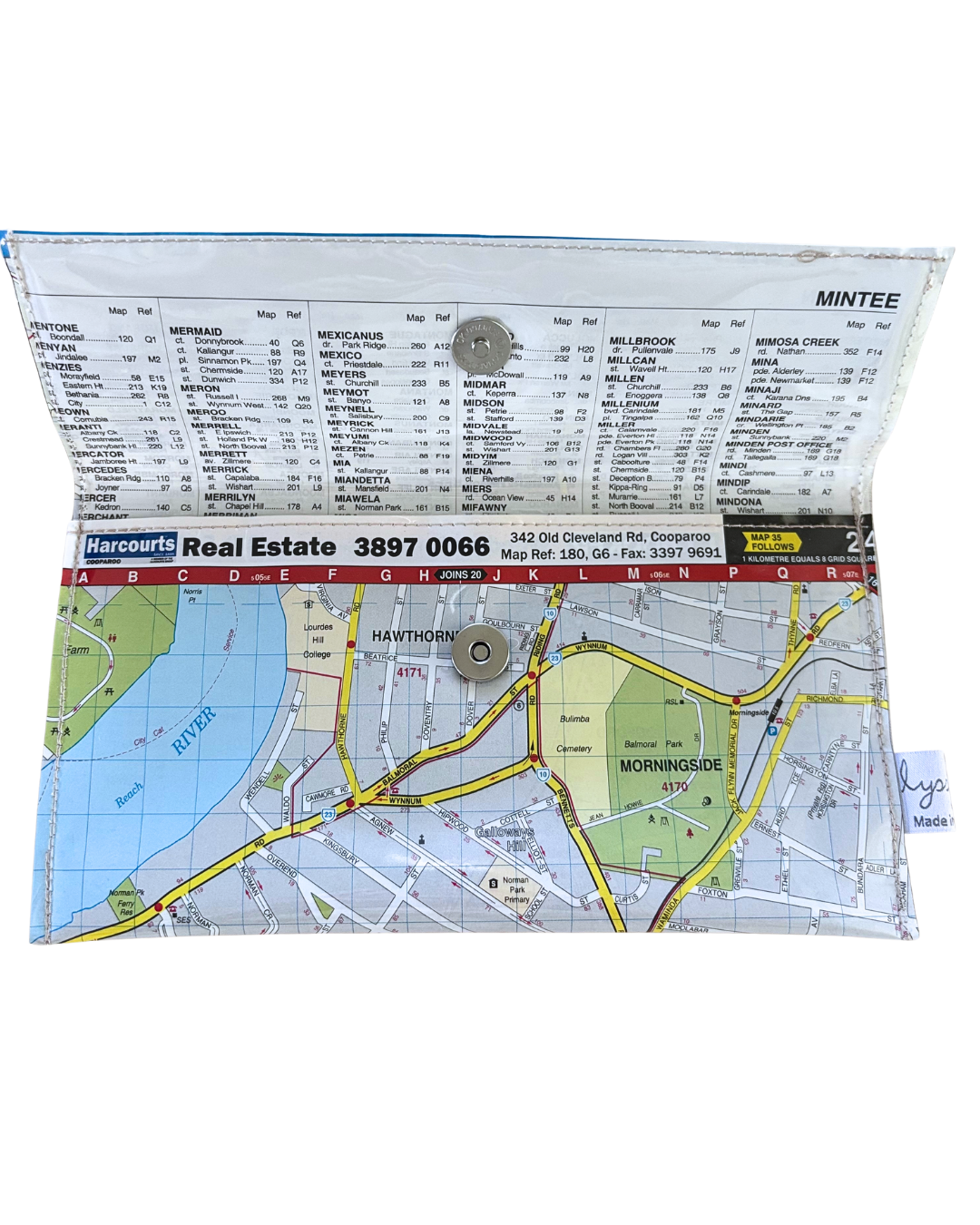 Recycled Street Map Wallet - Coorparoo, Camp Hill , Morningside, Hawthorne