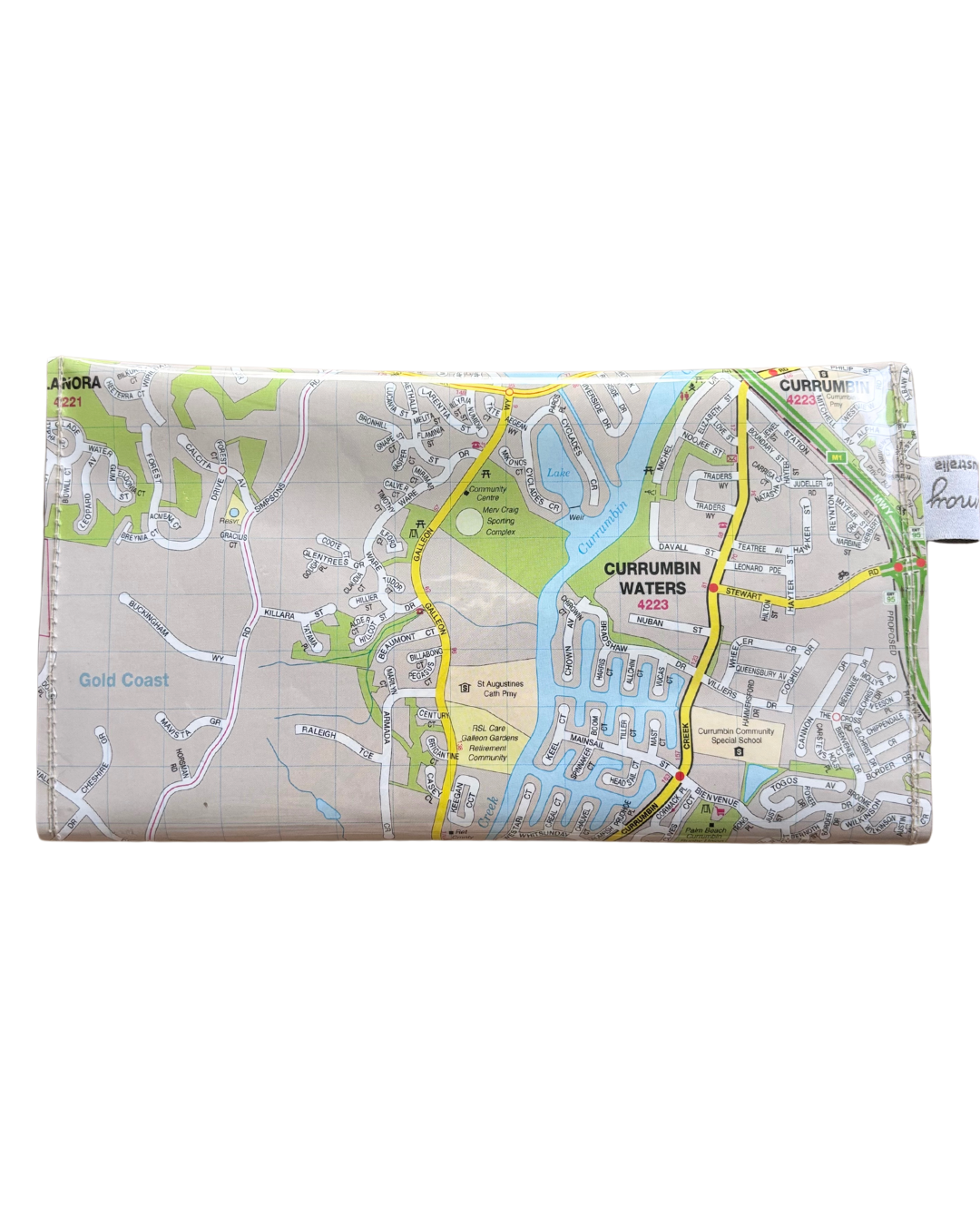 Recycled Street Map Wallet - Gold Coast Palm Beach, Currumbin, Cobaki Lakes