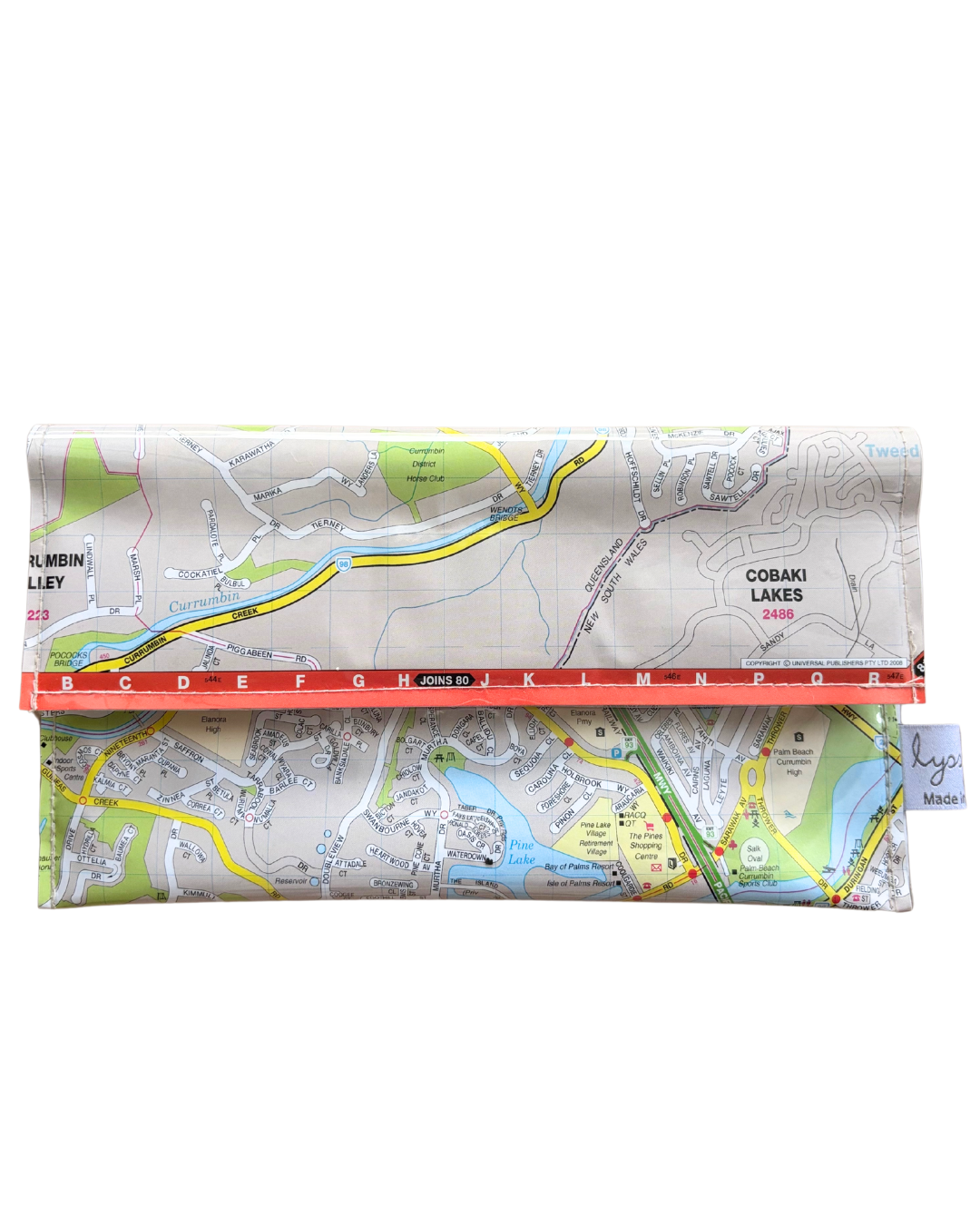Recycled Street Map Wallet - Gold Coast Palm Beach, Currumbin, Cobaki Lakes