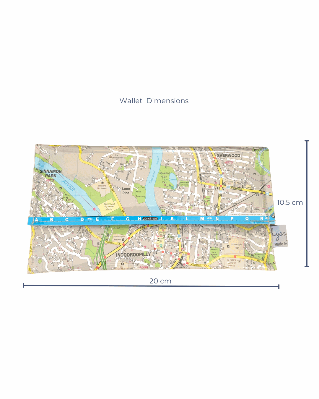 Recycled Street Map Wallet - Indooroopilly, Sherwood, Taringa, Chelmer, Fig Tree Pocket