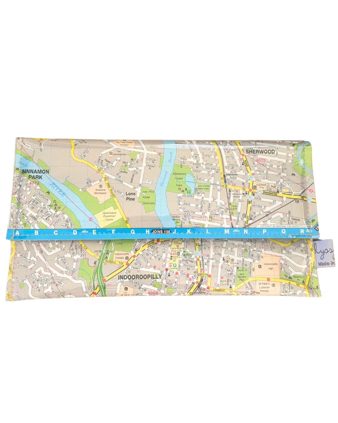 Recycled Street Map Wallet - Indooroopilly, Sherwood, Taringa, Chelmer, Fig Tree Pocket