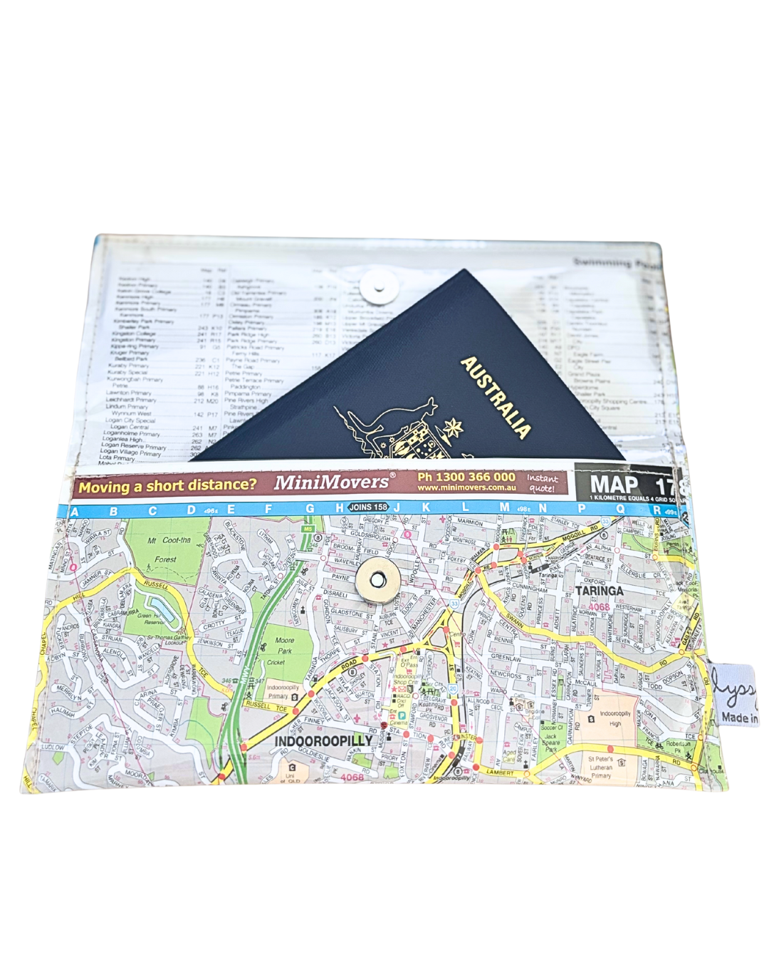 Recycled Street Map Wallet - Indooroopilly, Sherwood, Taringa, Chelmer, Fig Tree Pocket
