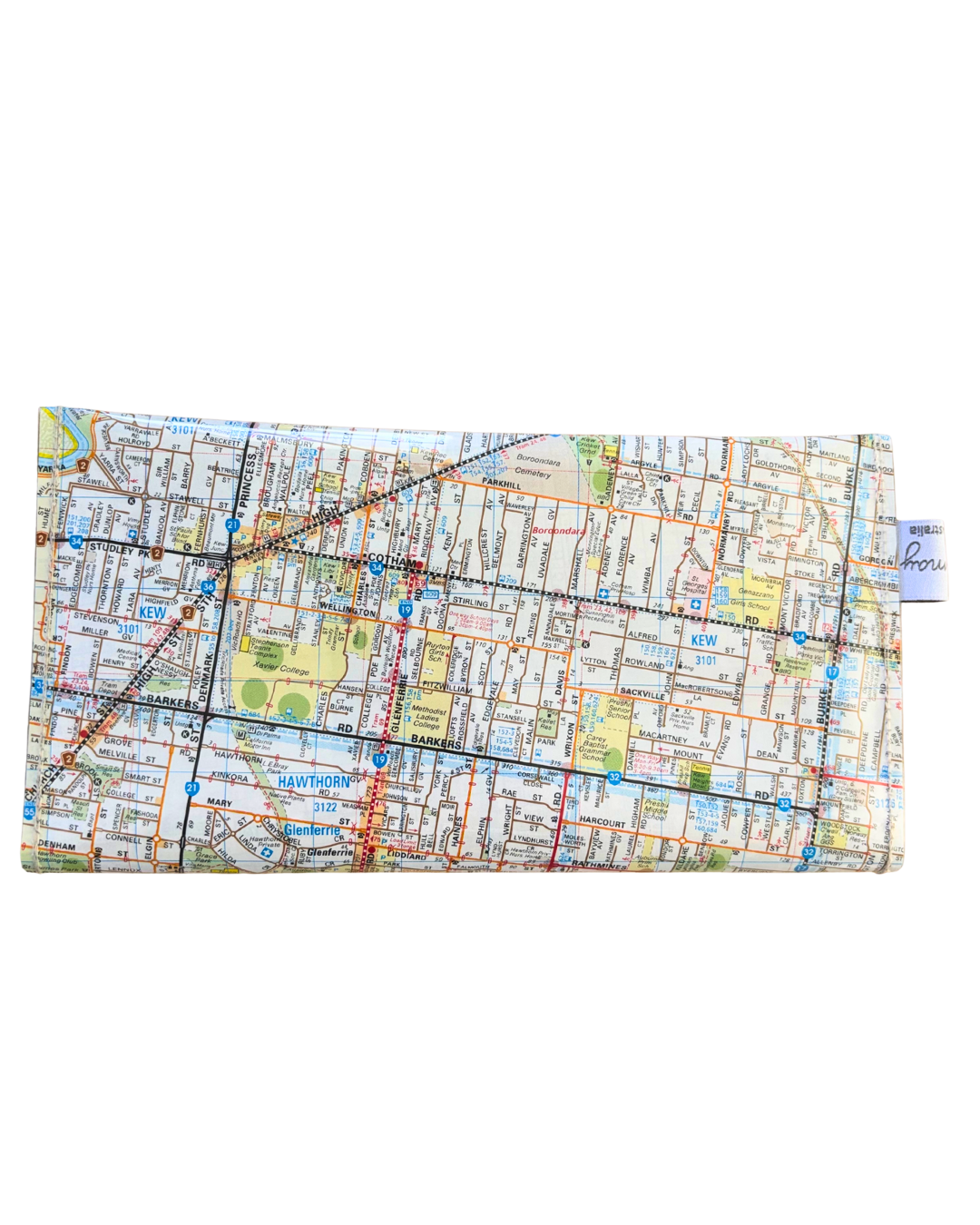 Recycled Street Map Wallet - Lyssy May Handmade Wallet recycled map of Kew, Hawthorn, Camberwell