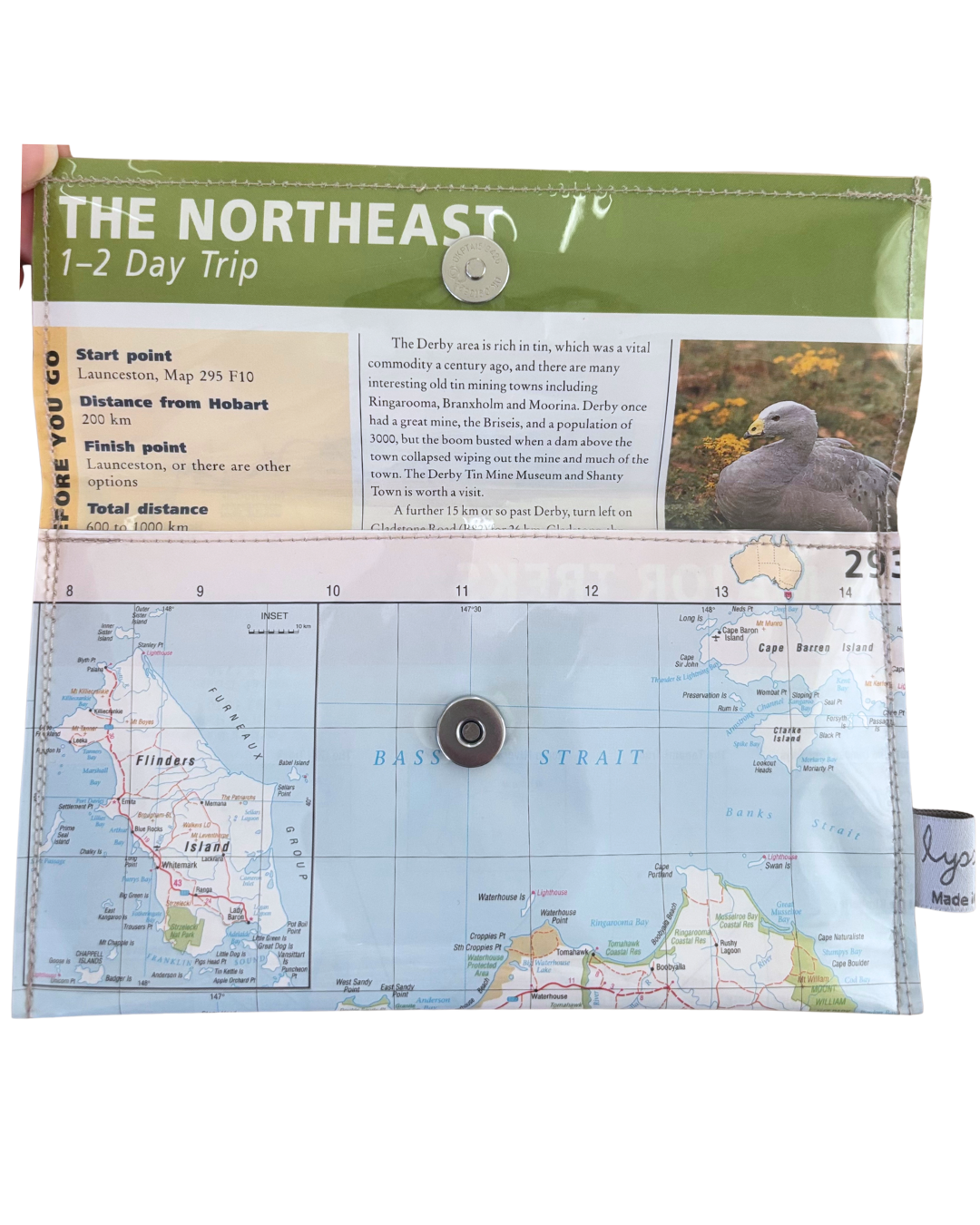 Recycled Map Wallet - TAS - Launceston, Flinders Island, Swansea, St Helens