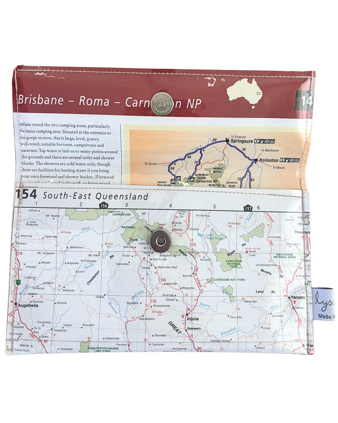 Recycled Map Wallet - QLD - Roma, Injune, Augathella, St George
