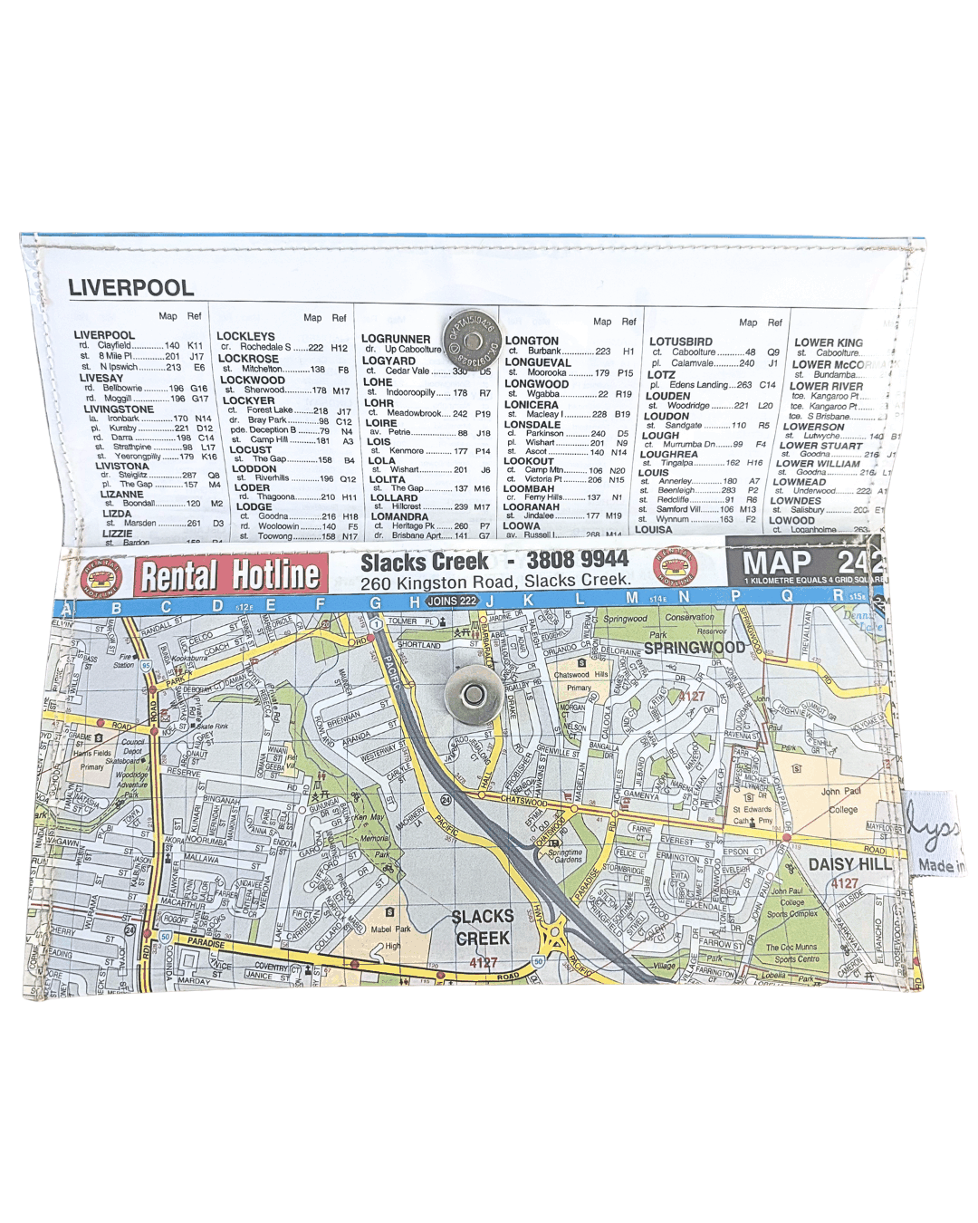 Recycled Street Map Wallet - Loganlea, Meadowbrook, Slacks Creek, Springwood
