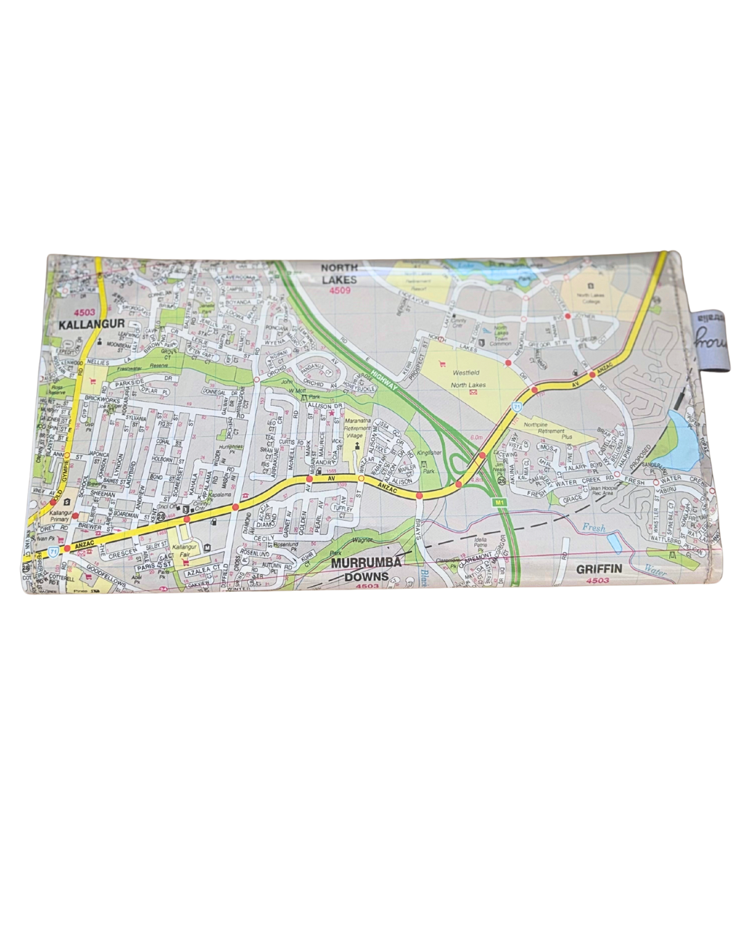 Recycled Street Map Wallet - Murrumba Downs, Griffin, North Lakes, Kallangur, Dakabin