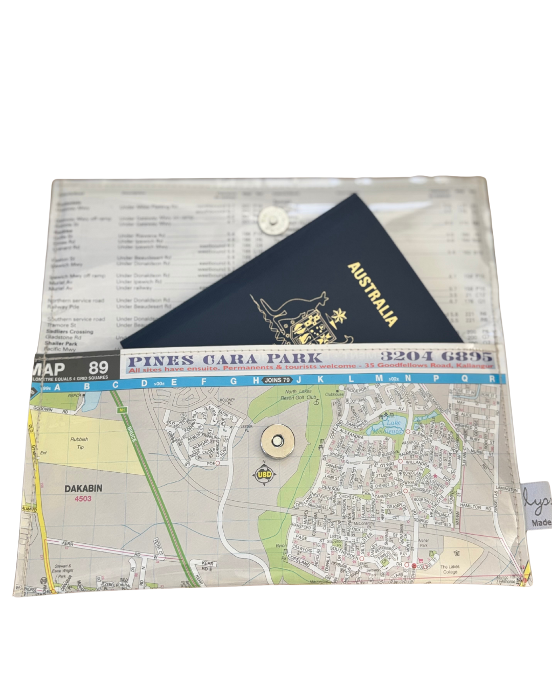 Recycled Street Map Wallet - Murrumba Downs, Griffin, North Lakes, Kallangur, Dakabin