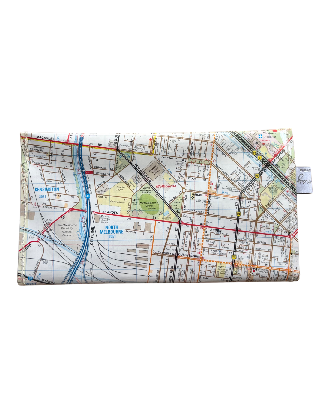 Recycled Street Map Wallet - Lyssy May Handmade Wallet recycled map of Parkville, North Melbourne and West Melbourne