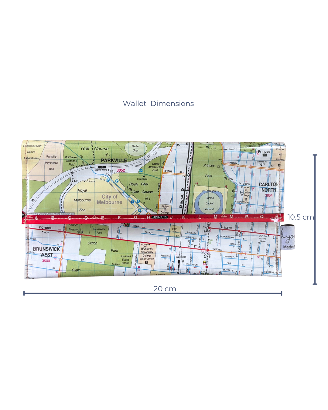 Recycled Street Map Wallet - Carlton North, Parkville, Brunswick