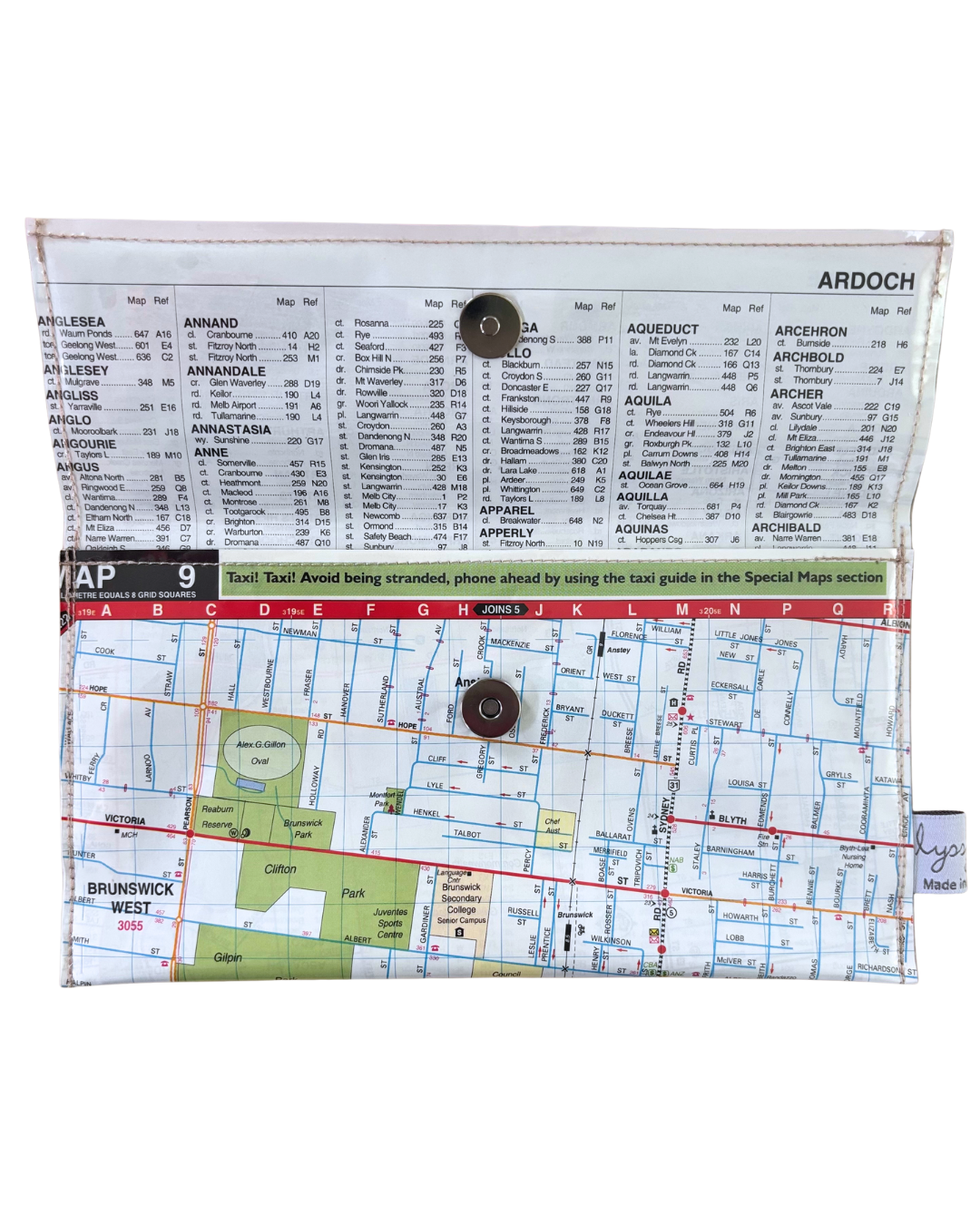 Recycled Street Map Wallet - Carlton North, Parkville, Brunswick