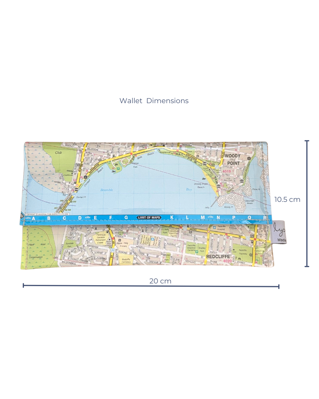 Recycled Street Map Wallet - Redcliffe, Margate, Woody Point, Kippa Ring, Clontarf