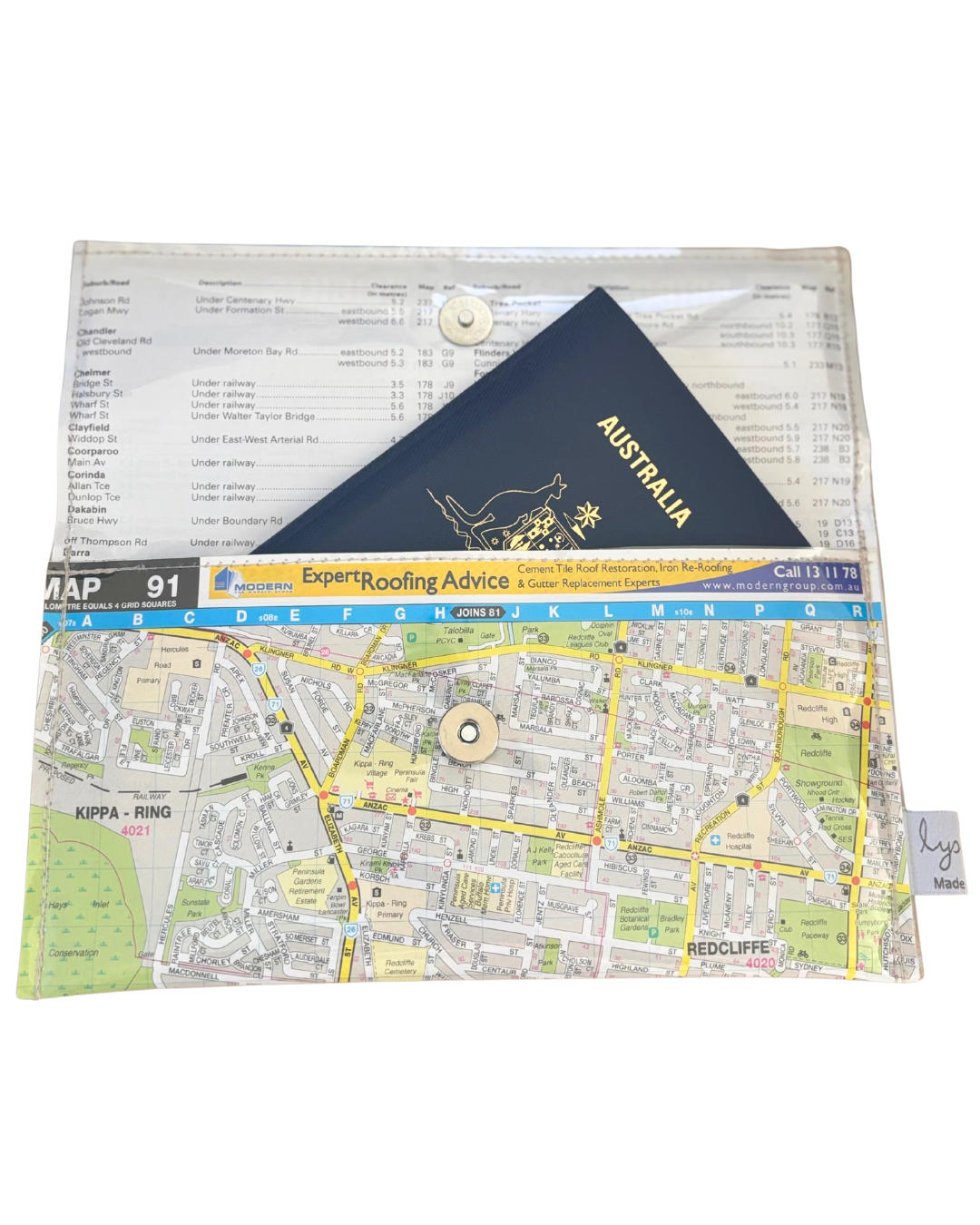 Recycled Street Map Wallet - Redcliffe, Margate, Woody Point, Kippa Ring, Clontarf