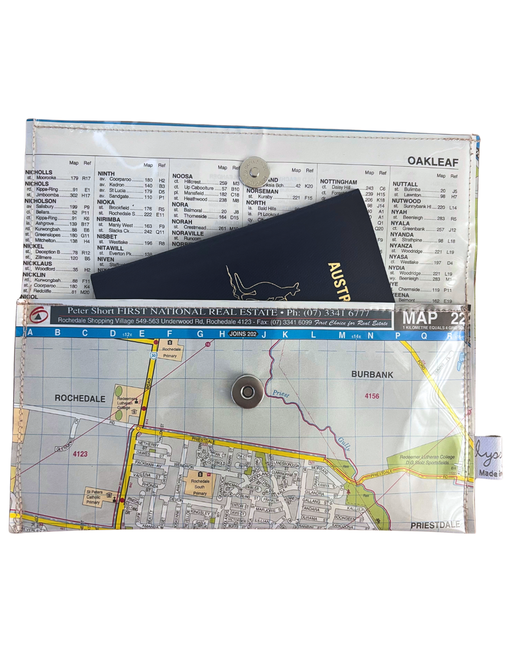Recycled Street Map Wallet - Slacks Creek, Springwood, Rochedale, Burbank