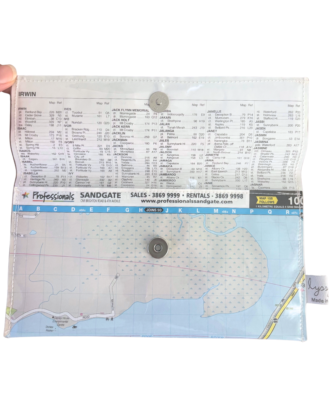 Recycled Street Map Wallet - Sandgate, Bracken Ridge, Brighton