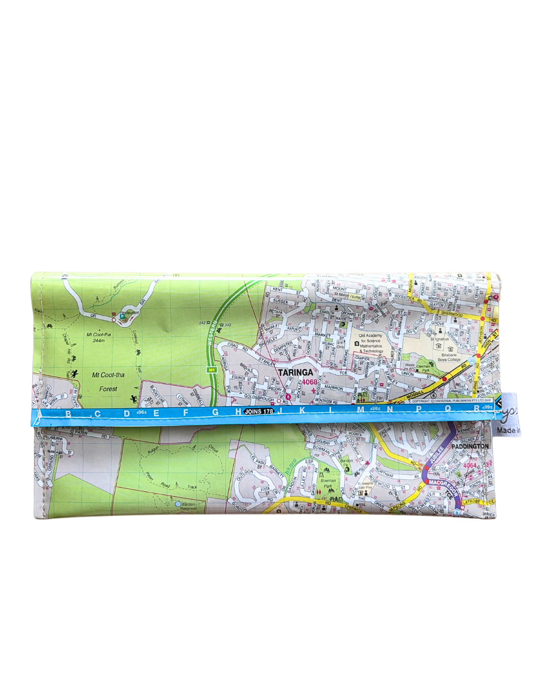 Recycled Street Map Wallet - Taringa, Ashgrove, Mount Coot-tha, Toowong, Bardon