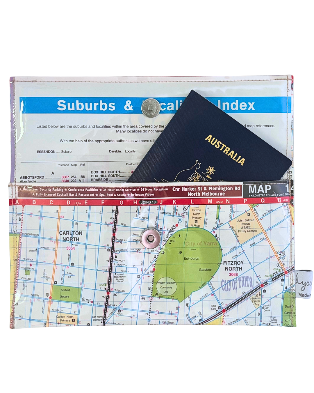 Recycled Street Map Wallet - Collingwood, Fitzroy, Carlton, Clifton Hill