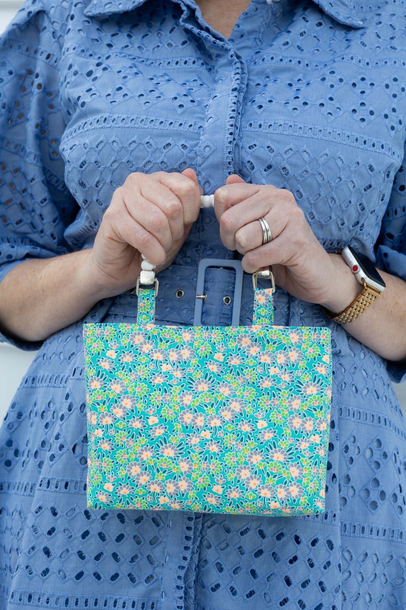 Petite floral fabric bag made by Lyssy May