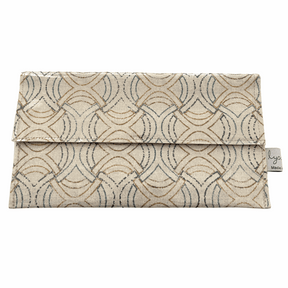 Celtic weave wallpaper and vintage piano sheet music slimline wallet with magnetic clasp