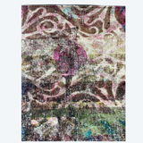 Handprinted Zip Purse : Fretwork and Flowers (large square)