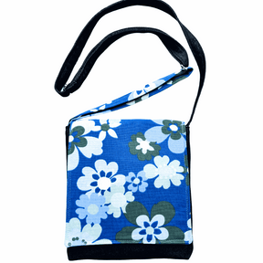 Fresh Flowers Cross Body dark denim satchel with Cath Kidston floral print and adjustable strap