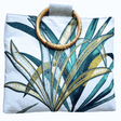 Port Douglas Days large green shopper bag with rattan handles and tropical leaf design