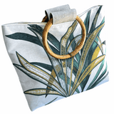 Port Douglas Days Large Shopper with Rattan Handles (Green)