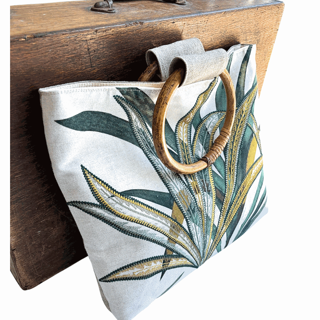 Port Douglas Days Large Shopper with Rattan Handles (Green)