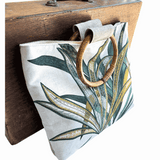 Port Douglas Days Large Shopper with Rattan Handles (Green)