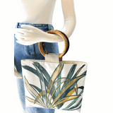 Port Douglas Days Large Shopper with Rattan Handles (Green)