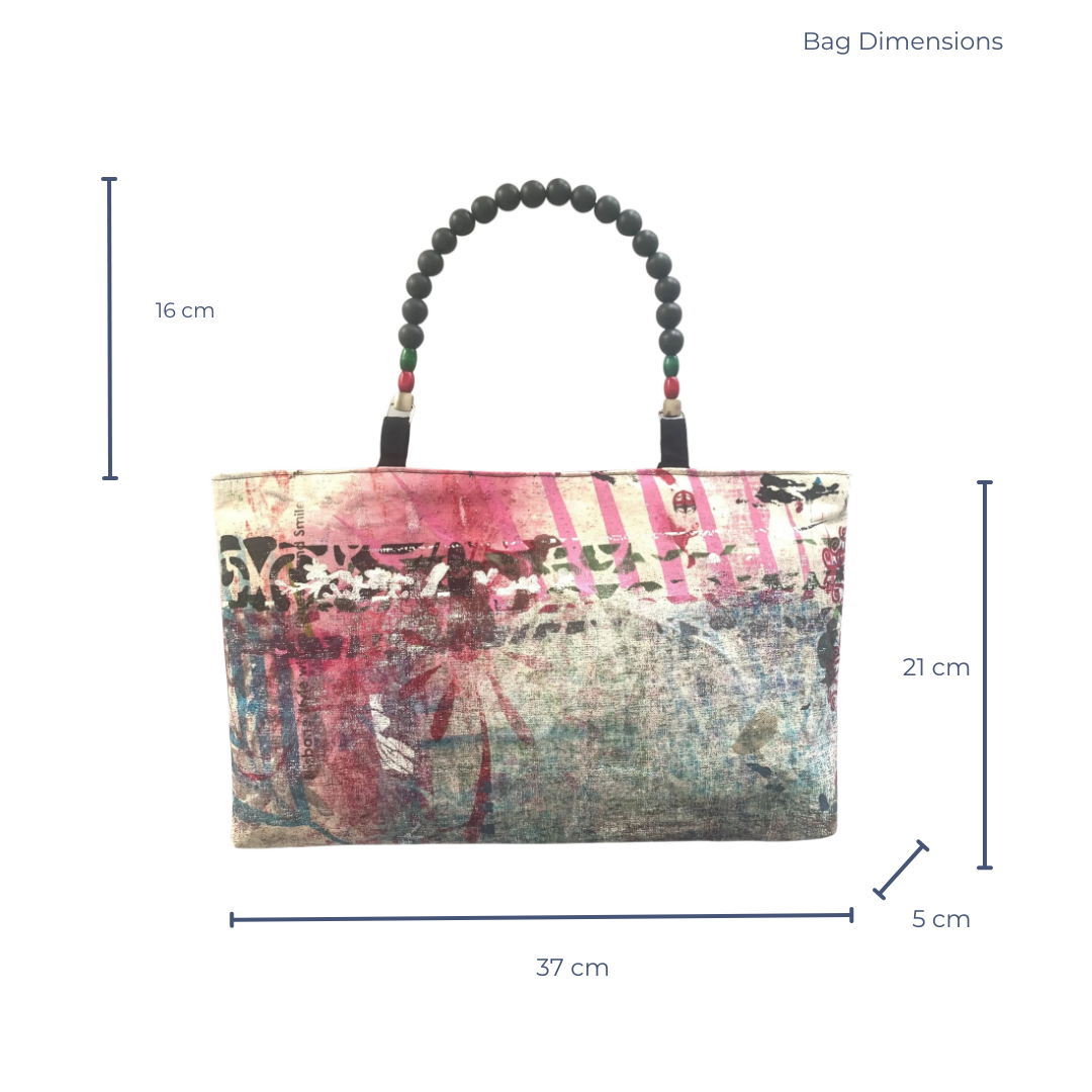 Floral Graffiti Handpainted Beaded Shoulder Bag