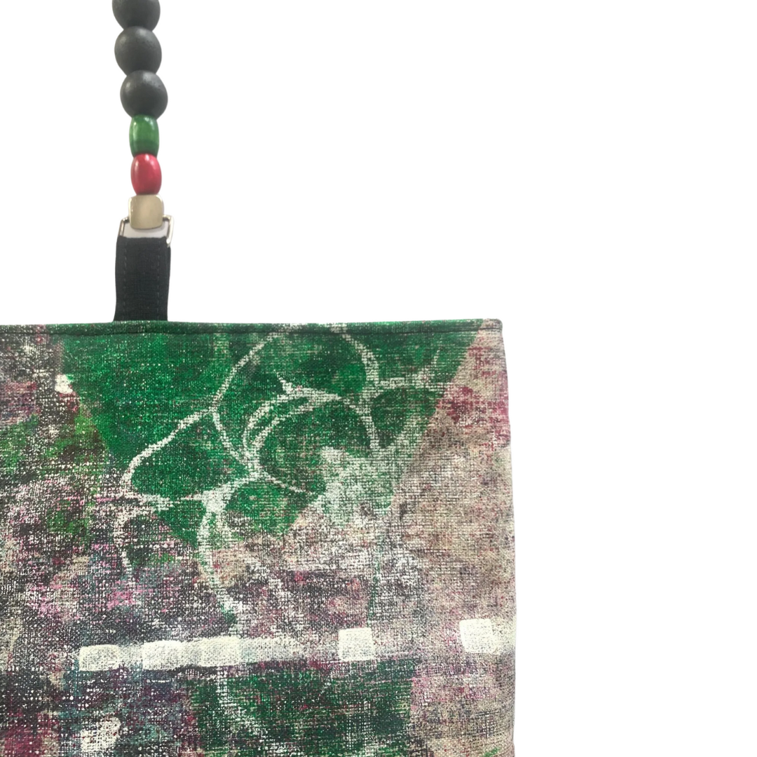 Floral Graffiti Handpainted Beaded Shoulder Bag