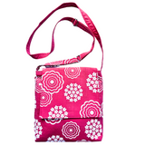 Cottage Garden Handprinted Cross Body Satchel in White and Rouge