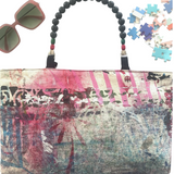 Floral Graffiti Handpainted Beaded Shoulder Bag