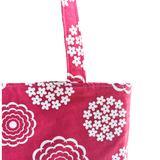 Handprinted Cottage Garden Handmade Shoulder Bag in White and Rouge