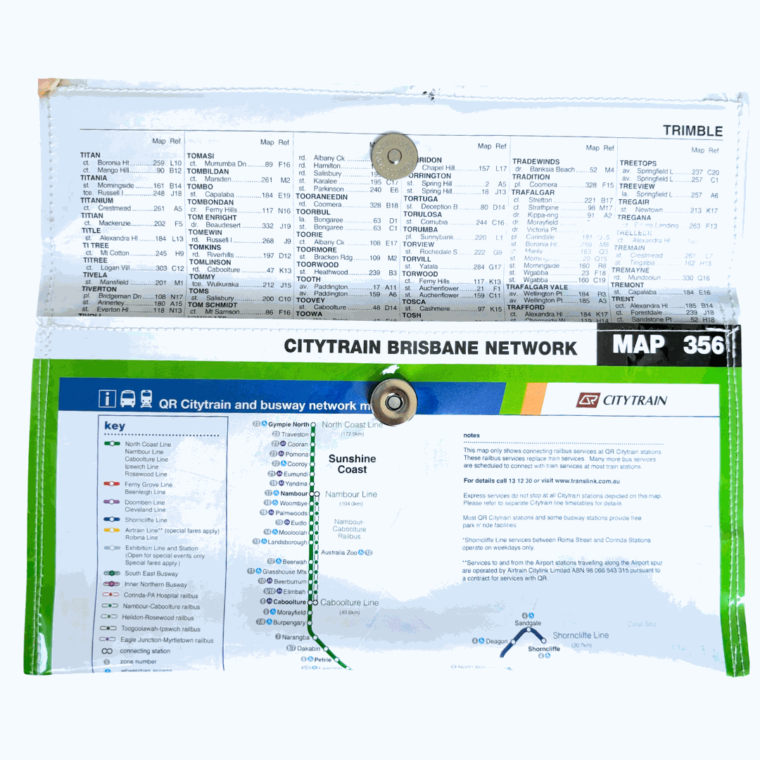 Recycled Street Map Wallet - Citytrain Brisbane Network
