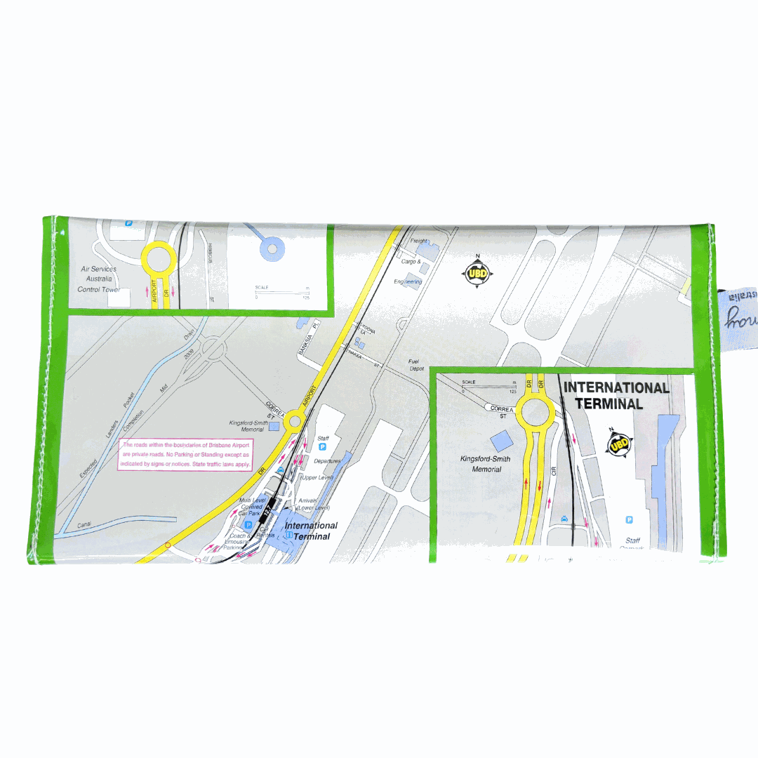 Recycled Street Map Wallet - Brisbane Airport