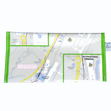 Recycled Street Map Wallet - Brisbane Airport