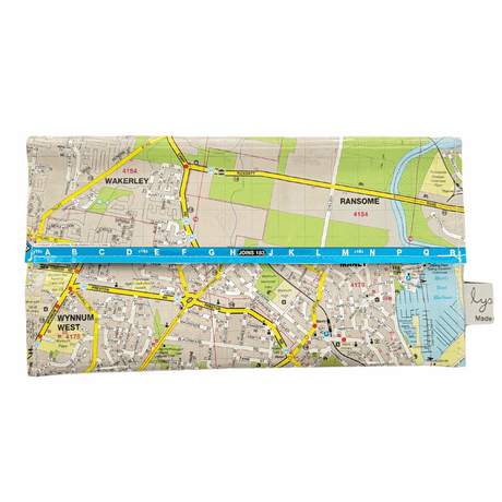 Recycled Street Map Wallet featuring Wynnum, Manly, Lota, Wakerley, and Ransome Brisbane bayside suburbs
