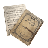 Vintage book titled 'First Year at the Piano' by John M. Williams on a white background used to create Lyssy May's sheet music wallet with example of page