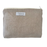 Hydrangeas in Cream on Natural Linen - Zip Purse